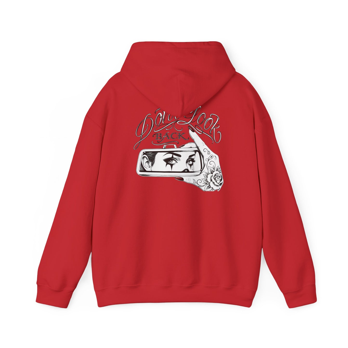 Don’t Look Back hoodie | Rearview Mirror Illustration, Rose Accent