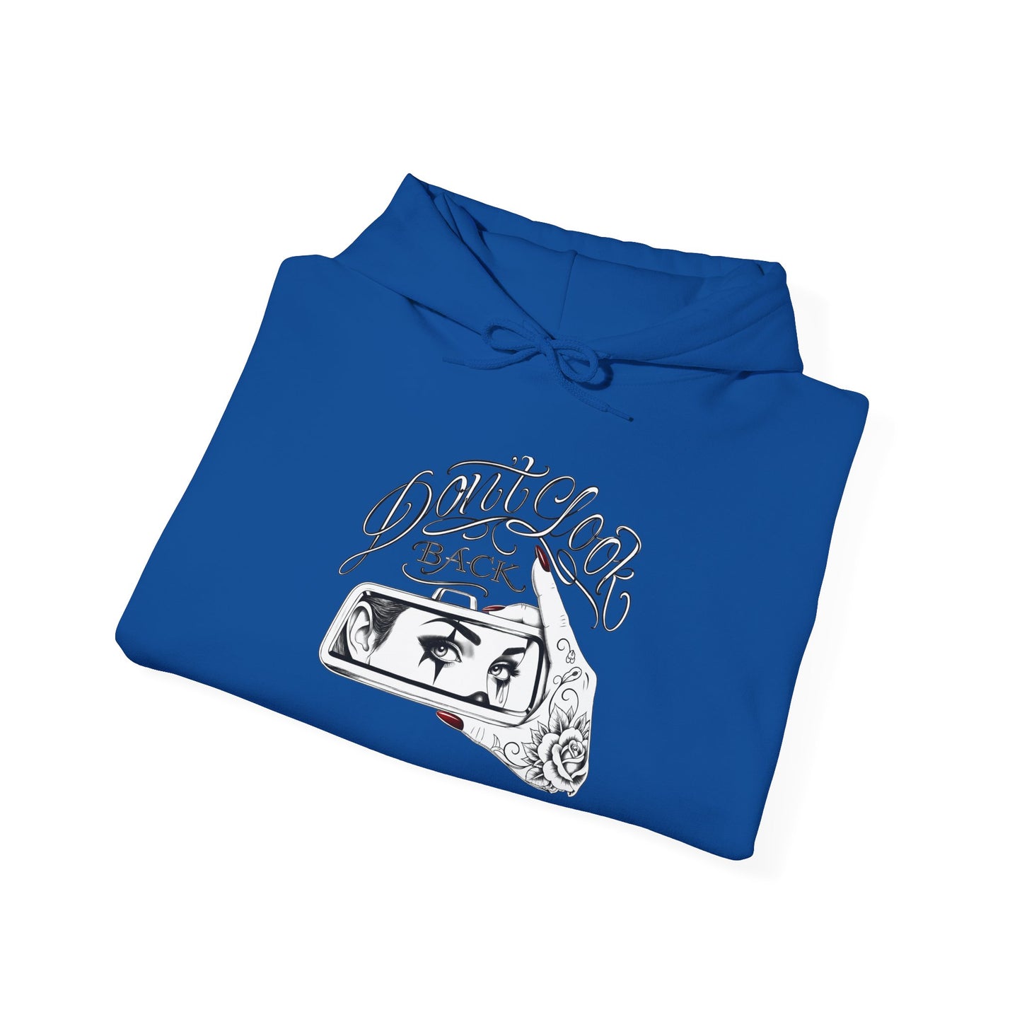 Don’t Look Back hoodie | Rearview Mirror Illustration, Rose Accent