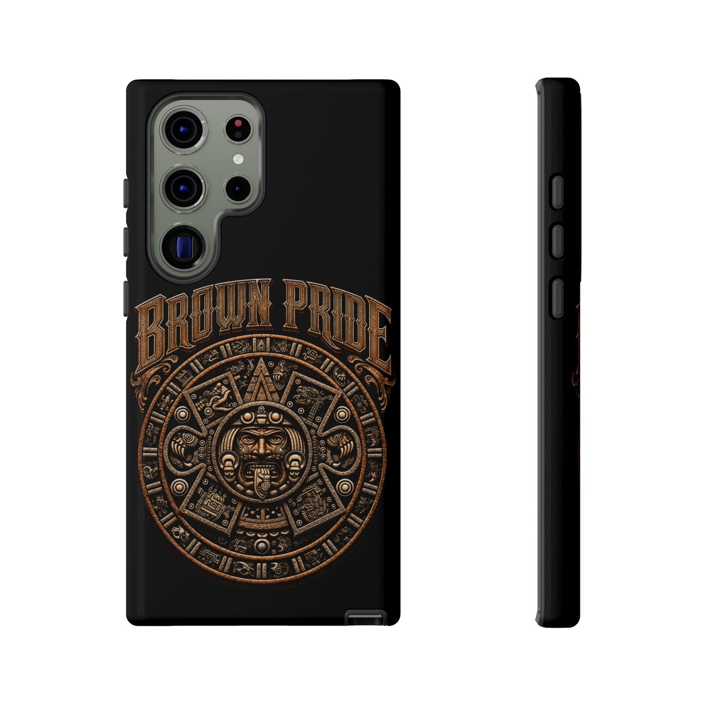 Brown Pride Aztec Calendar Illustration Phone Case | Protective Tough Case
