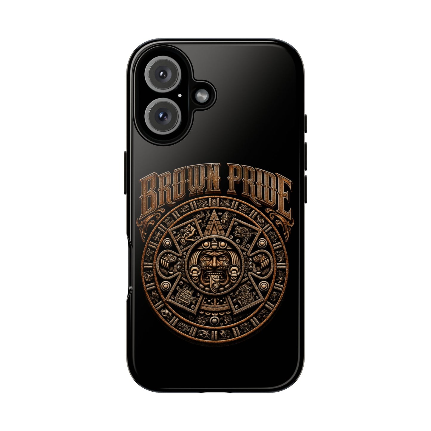 Brown Pride Aztec Calendar Illustration Phone Case | Protective Tough Case