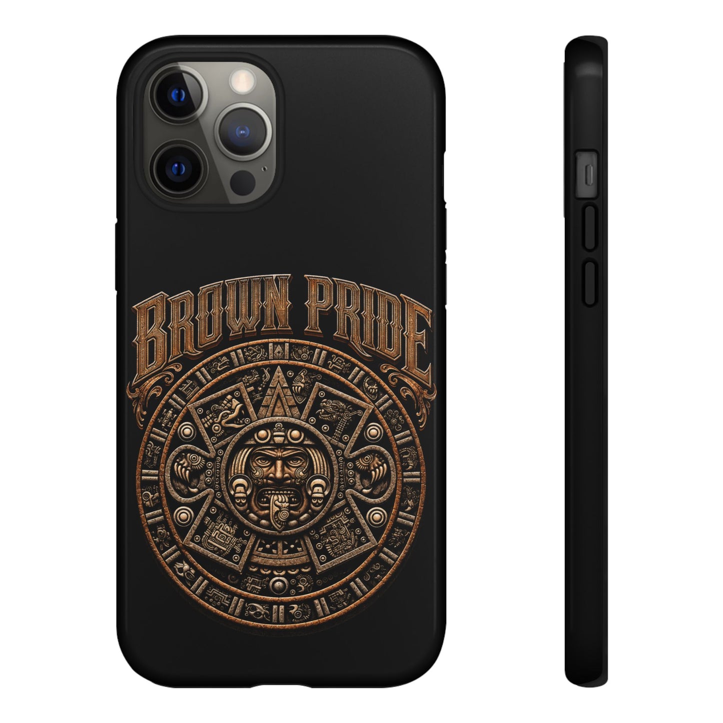 Brown Pride Aztec Calendar Illustration Phone Case | Protective Tough Case