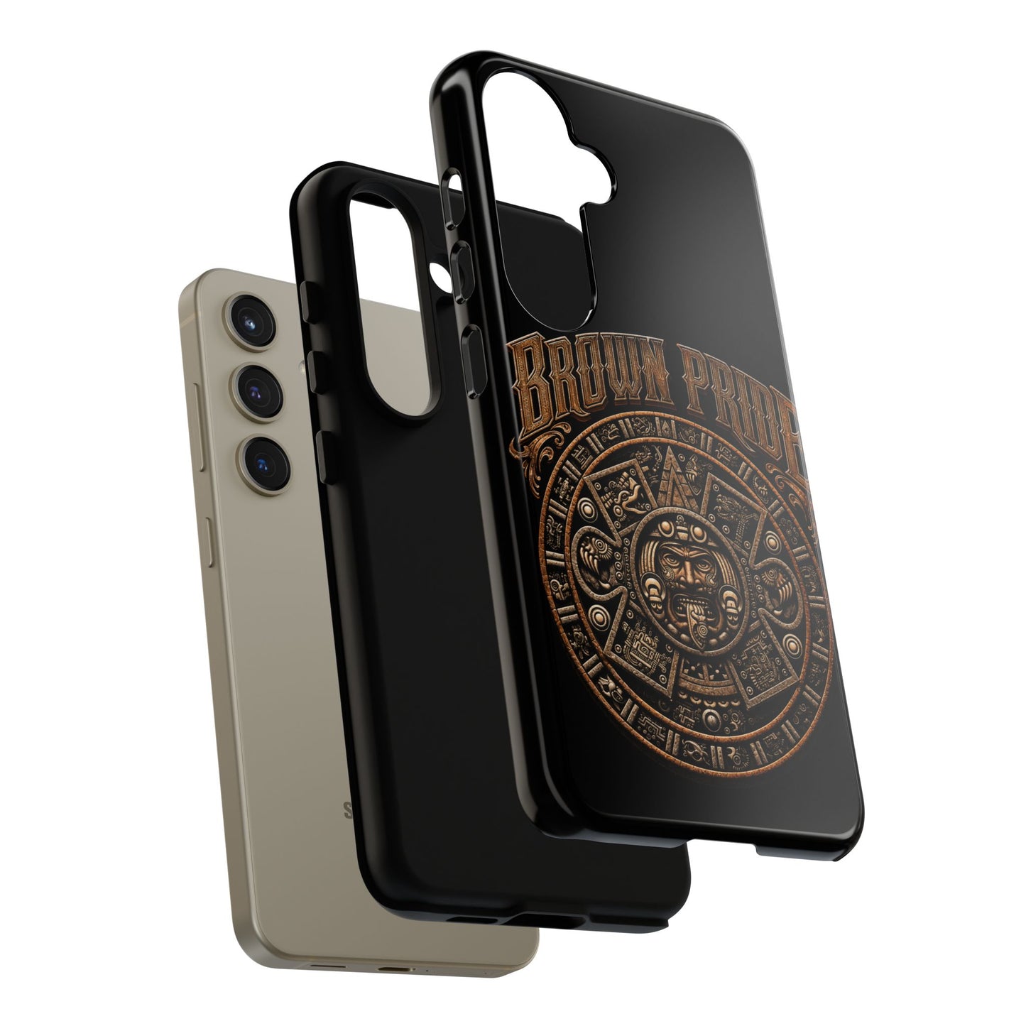Brown Pride Aztec Calendar Illustration Phone Case | Protective Tough Case