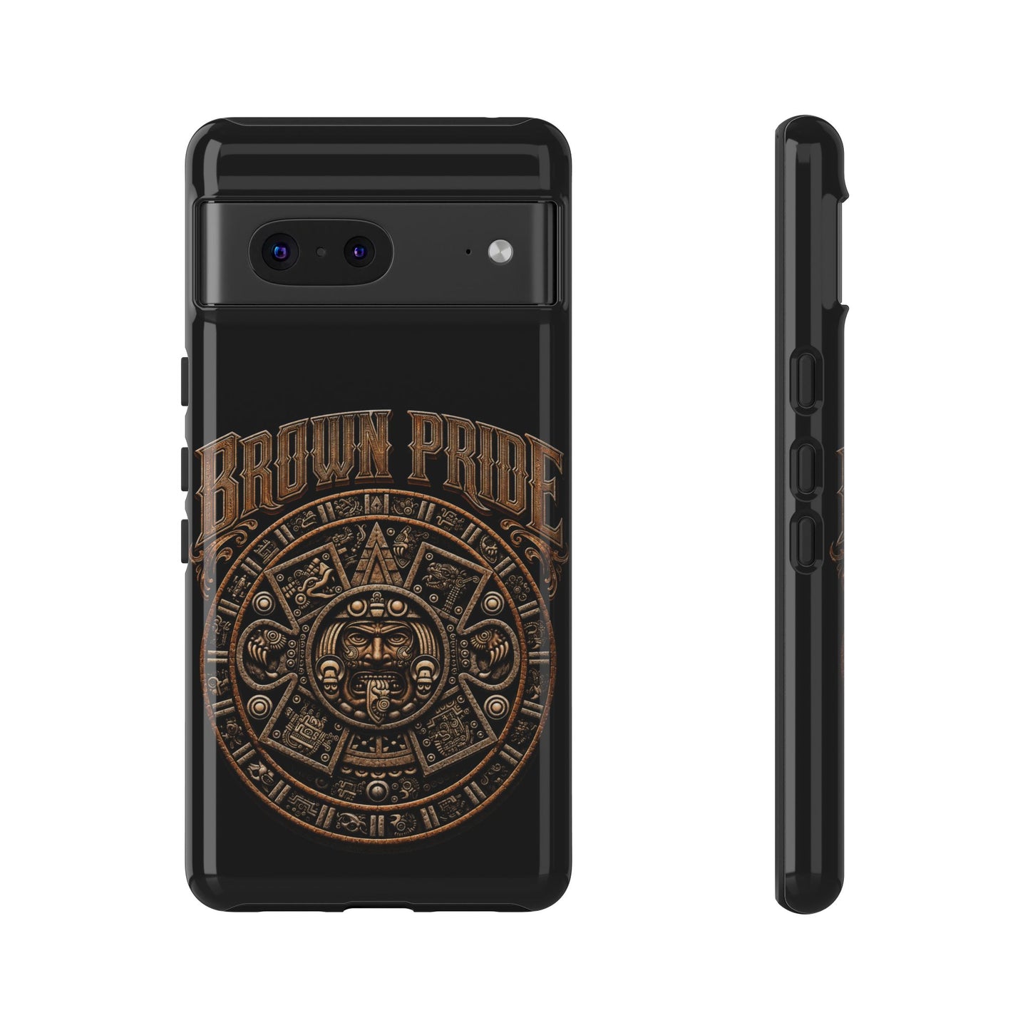 Brown Pride Aztec Calendar Illustration Phone Case | Protective Tough Case