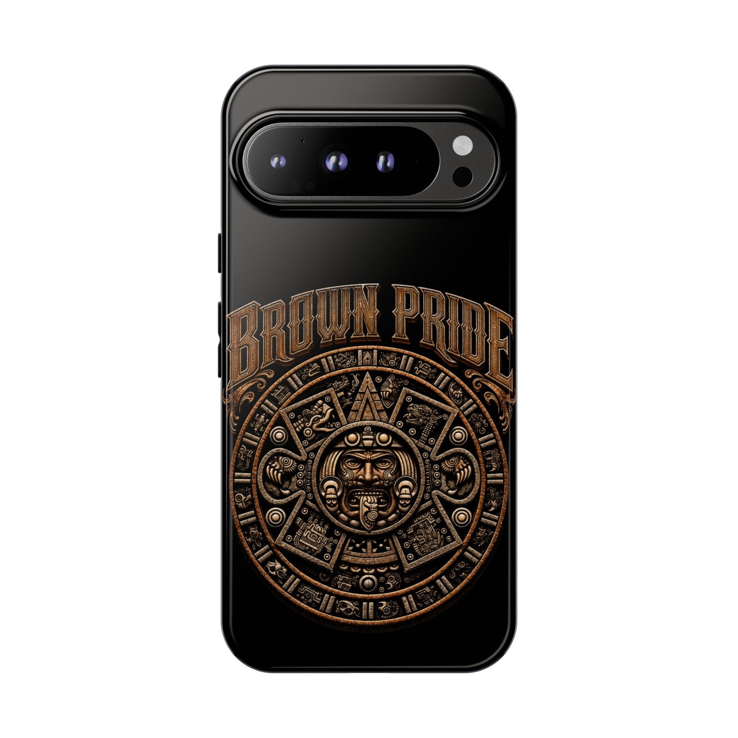 Brown Pride Aztec Calendar Illustration Phone Case | Protective Tough Case