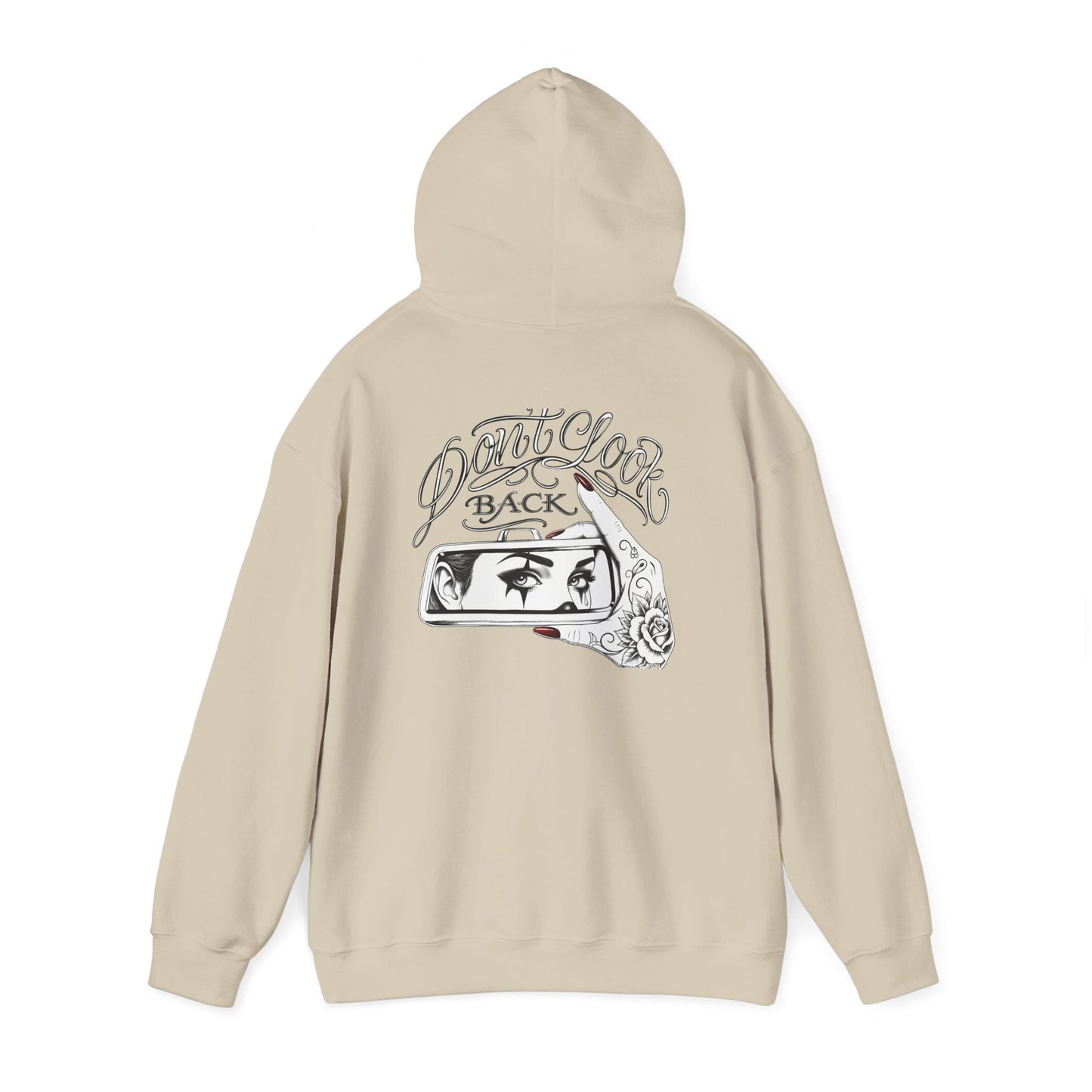 Don’t Look Back hoodie | Rearview Mirror Illustration, Rose Accent