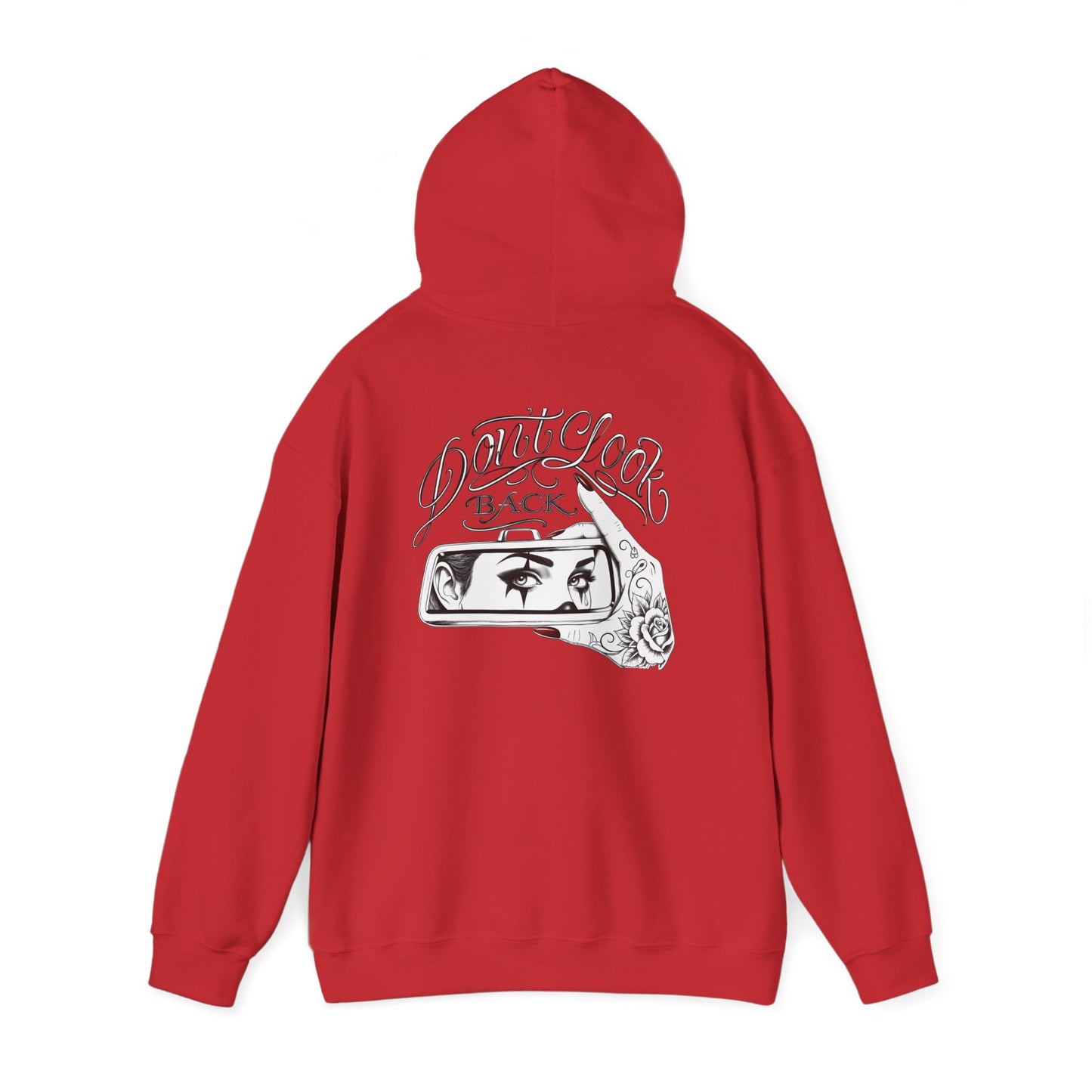 Don’t Look Back hoodie | Rearview Mirror Illustration, Rose Accent