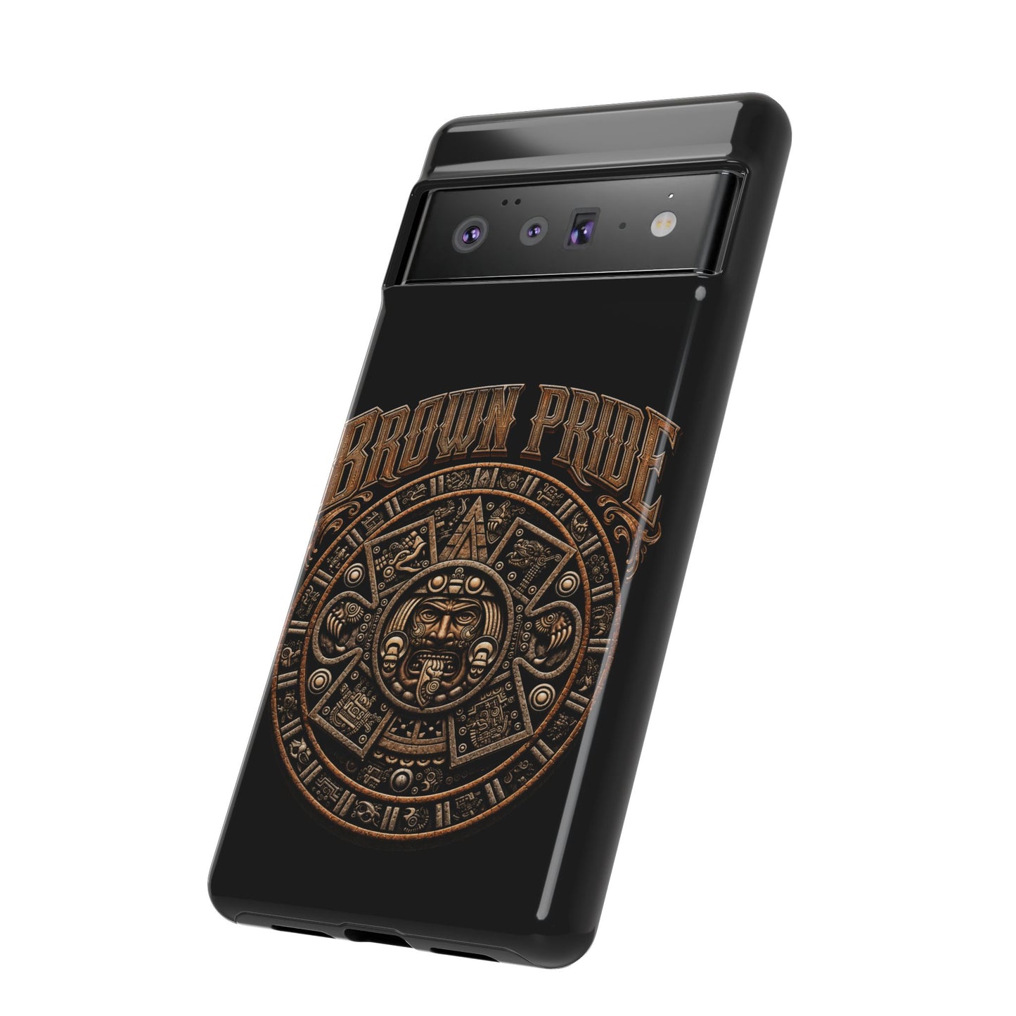 Brown Pride Aztec Calendar Illustration Phone Case | Protective Tough Case