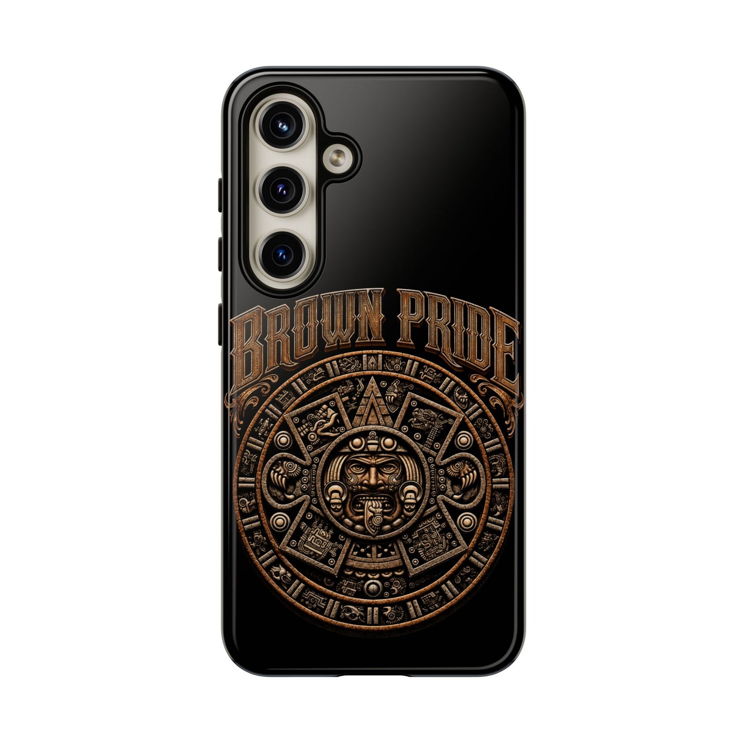 Brown Pride Aztec Calendar Illustration Phone Case | Protective Tough Case