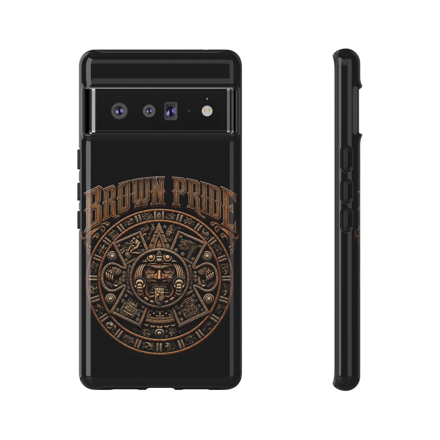 Brown Pride Aztec Calendar Illustration Phone Case | Protective Tough Case