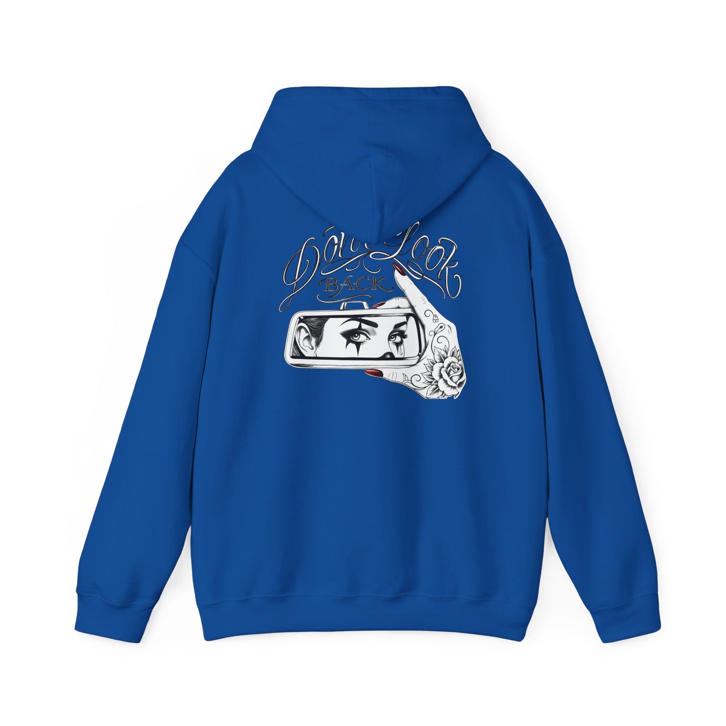 Don’t Look Back hoodie | Rearview Mirror Illustration, Rose Accent
