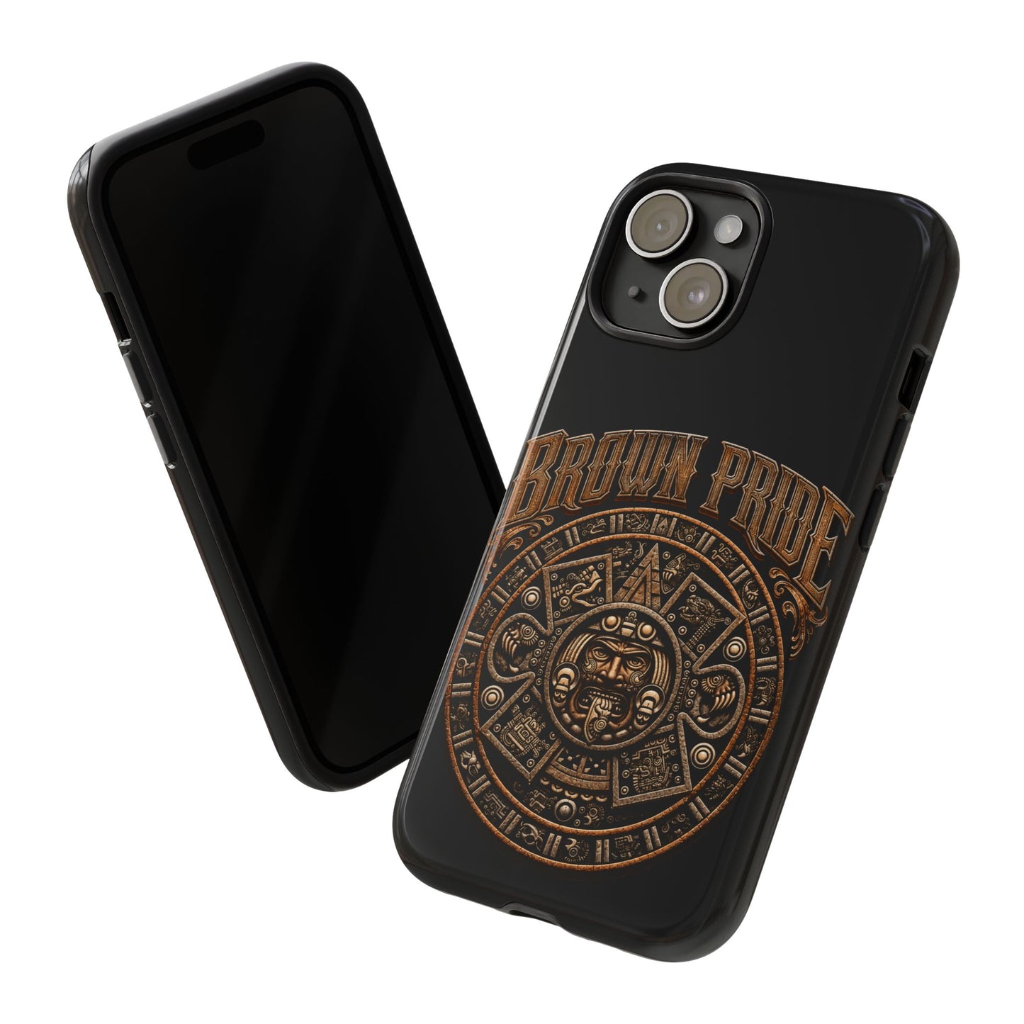 Brown Pride Aztec Calendar Illustration Phone Case | Protective Tough Case