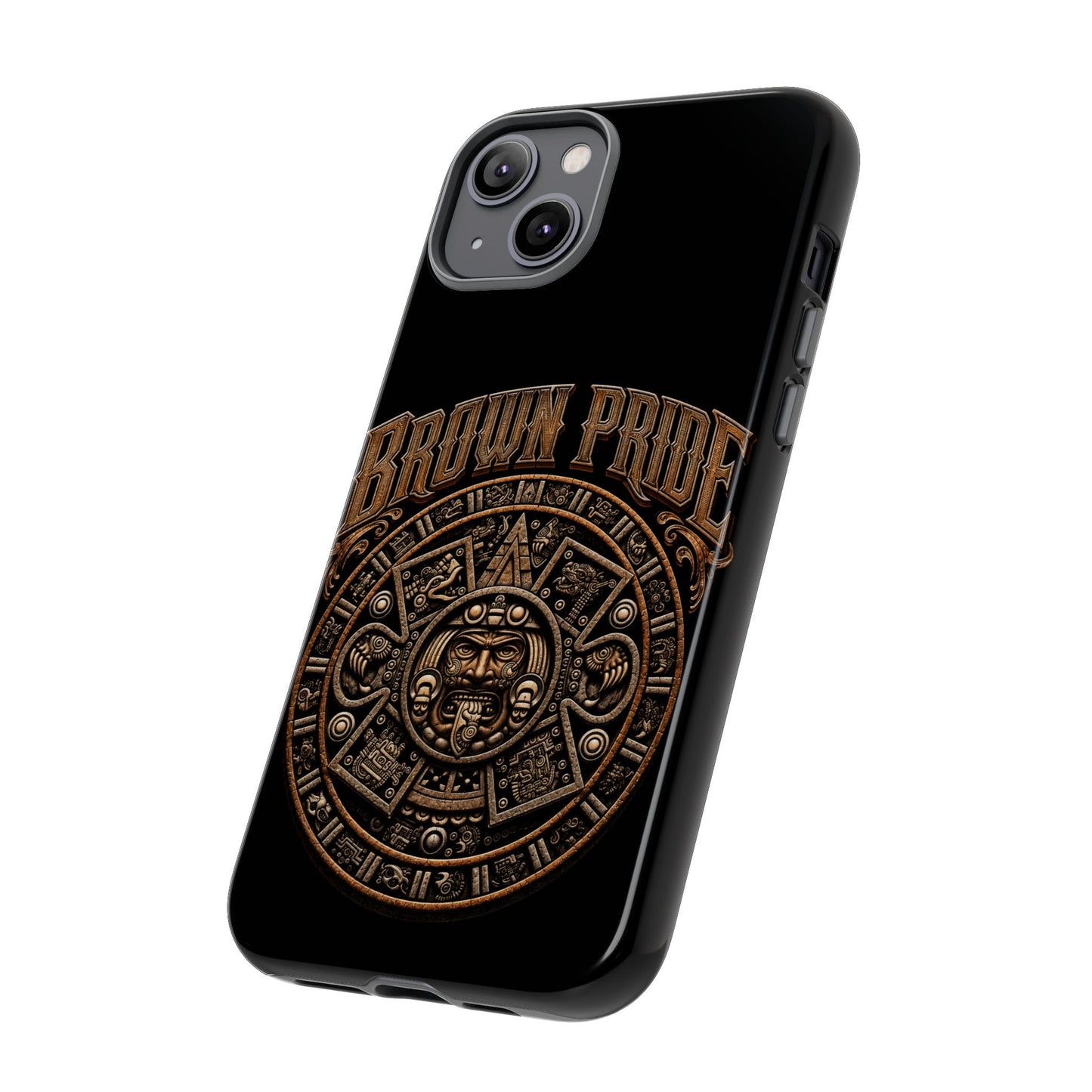 Brown Pride Aztec Calendar Illustration Phone Case | Protective Tough Case