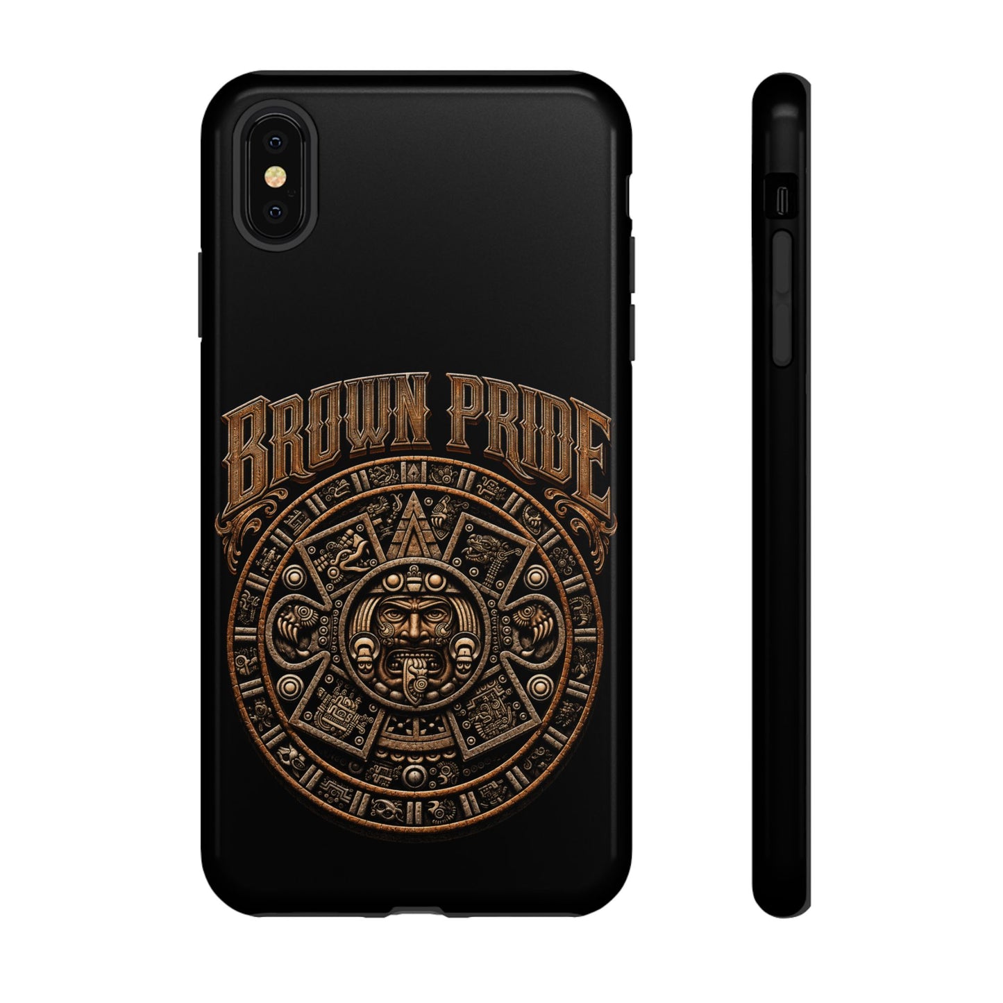 Brown Pride Aztec Calendar Illustration Phone Case | Protective Tough Case