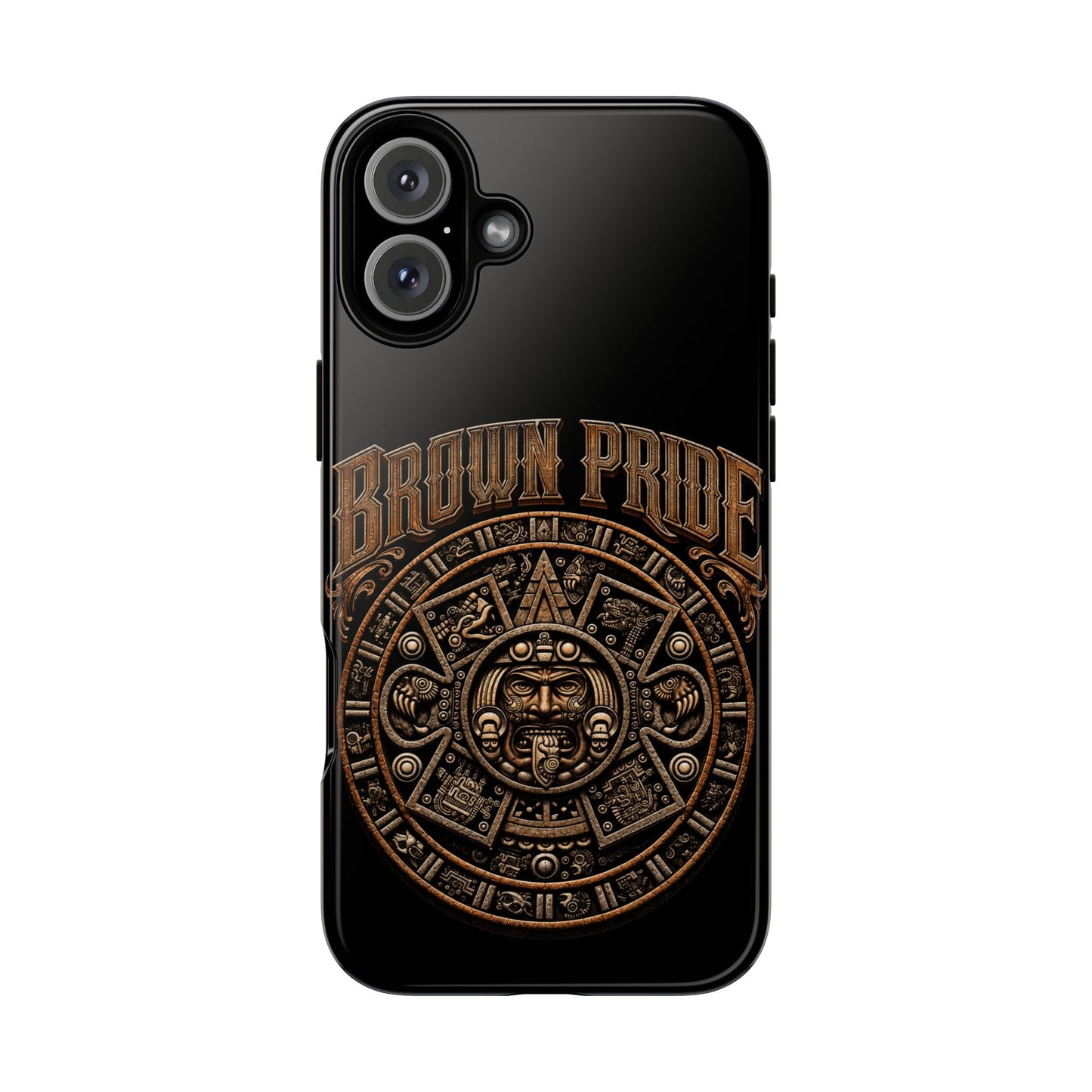 Brown Pride Aztec Calendar Illustration Phone Case | Protective Tough Case