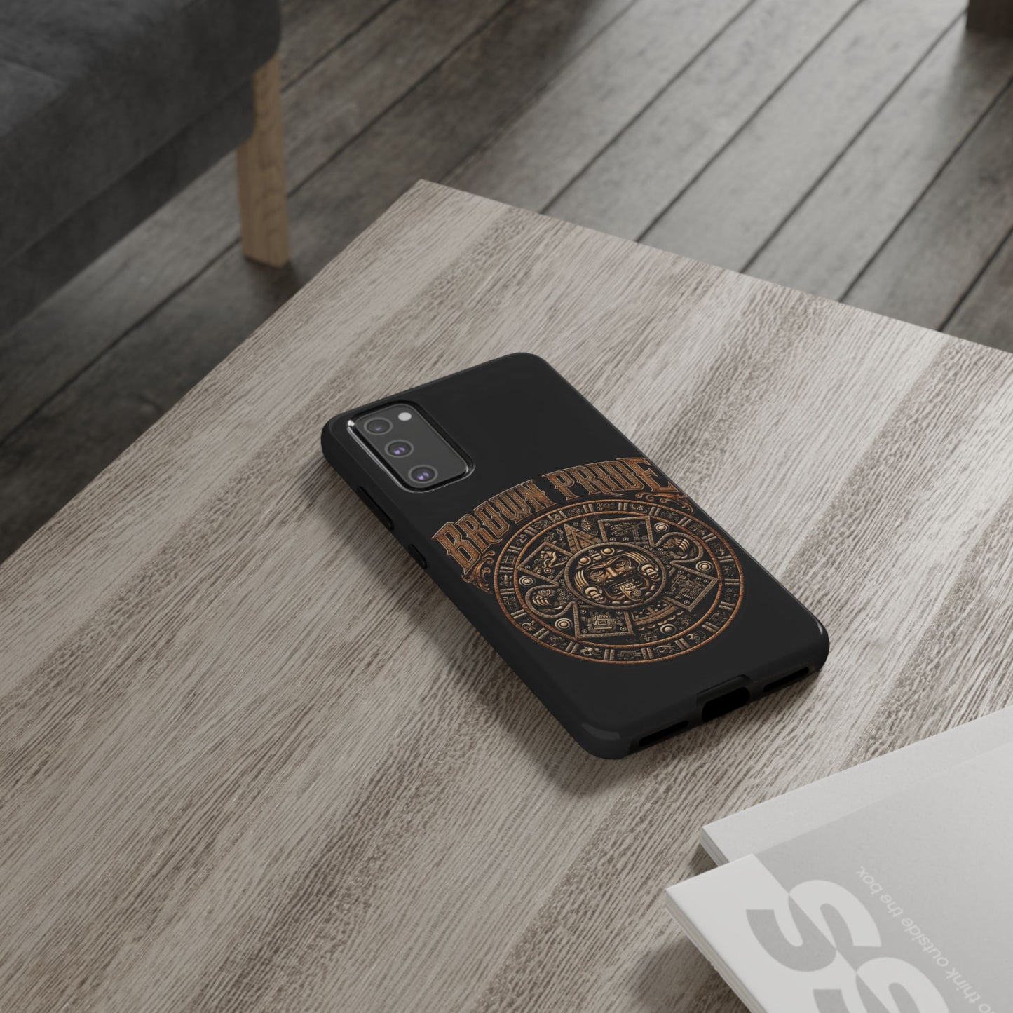 Brown Pride Aztec Calendar Illustration Phone Case | Protective Tough Case