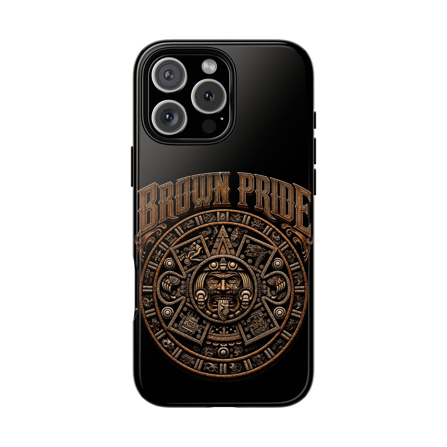Brown Pride Aztec Calendar Illustration Phone Case | Protective Tough Case