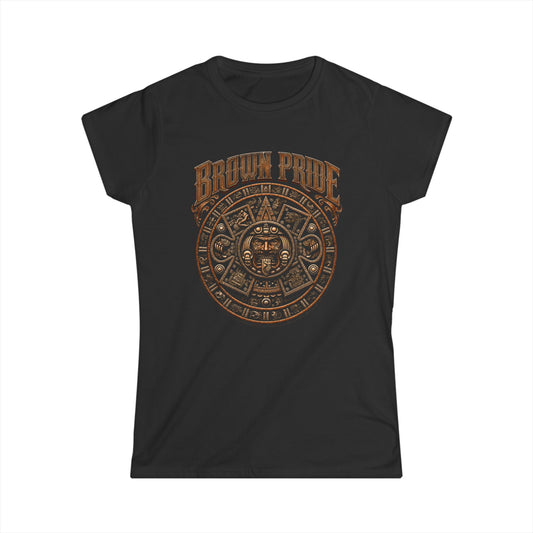 Brown Pride Aztec Calendar Tee | Indigenous Heritage Shirt