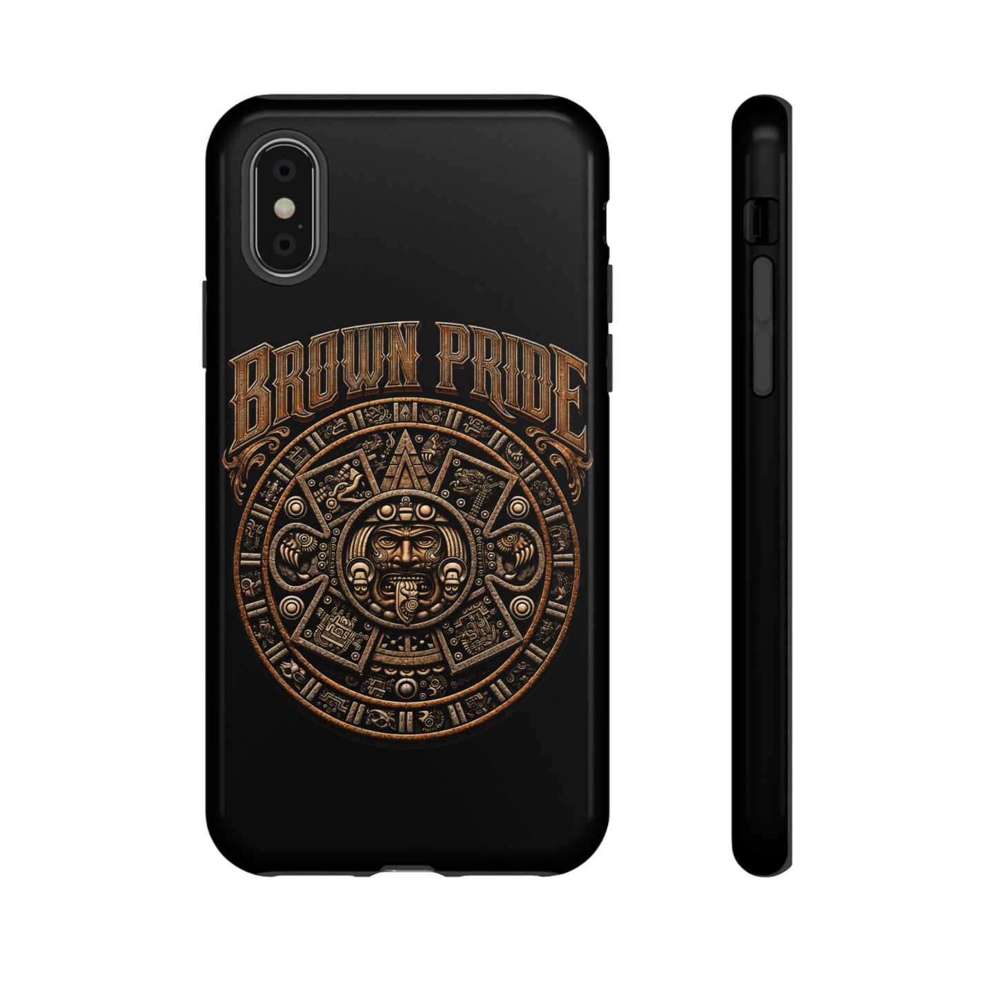Brown Pride Aztec Calendar Illustration Phone Case | Protective Tough Case