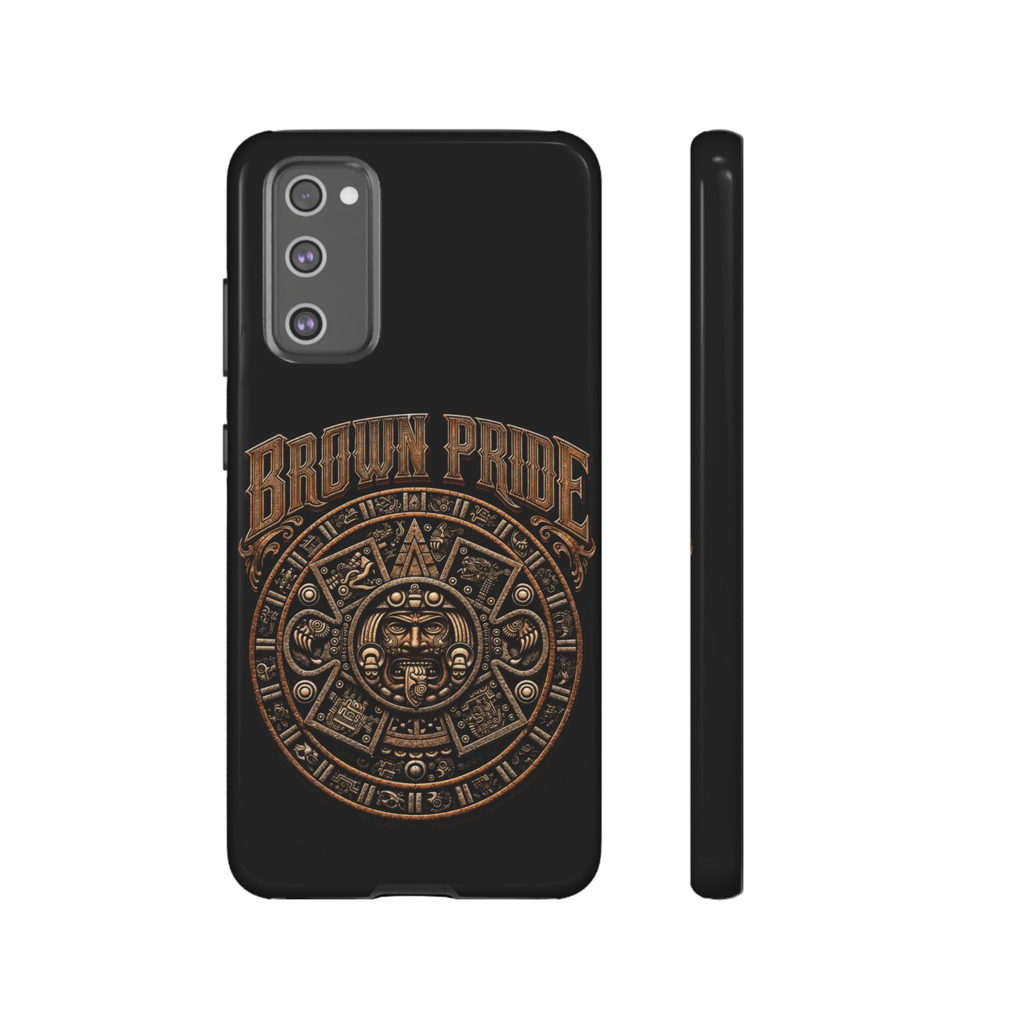 Brown Pride Aztec Calendar Illustration Phone Case | Protective Tough Case