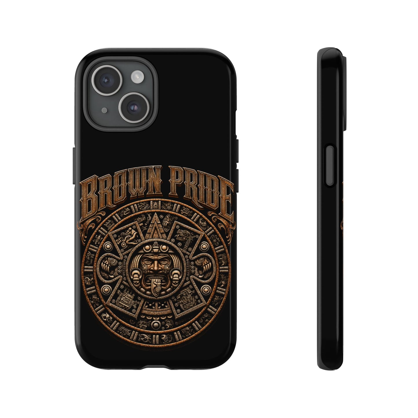 Brown Pride Aztec Calendar Illustration Phone Case | Protective Tough Case