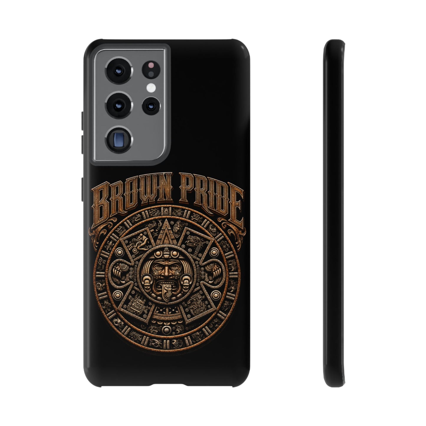 Brown Pride Aztec Calendar Illustration Phone Case | Protective Tough Case