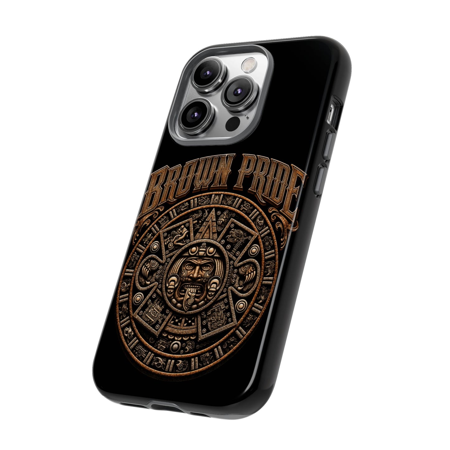 Brown Pride Aztec Calendar Illustration Phone Case | Protective Tough Case