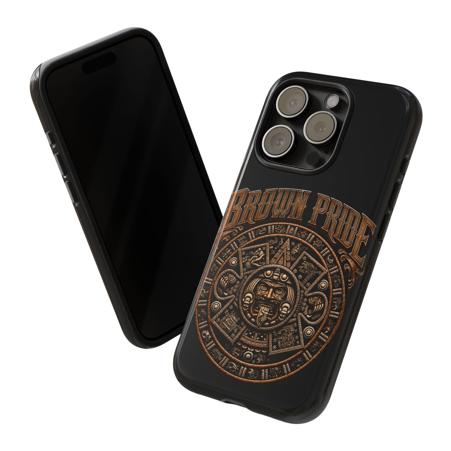 Brown Pride Aztec Calendar Illustration Phone Case | Protective Tough Case