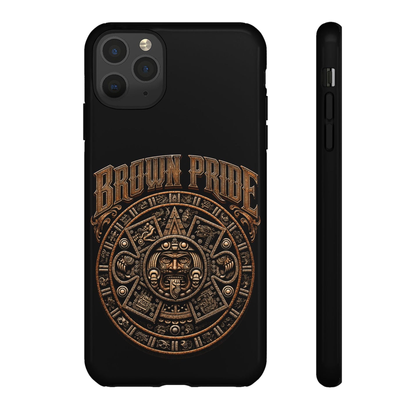 Brown Pride Aztec Calendar Illustration Phone Case | Protective Tough Case