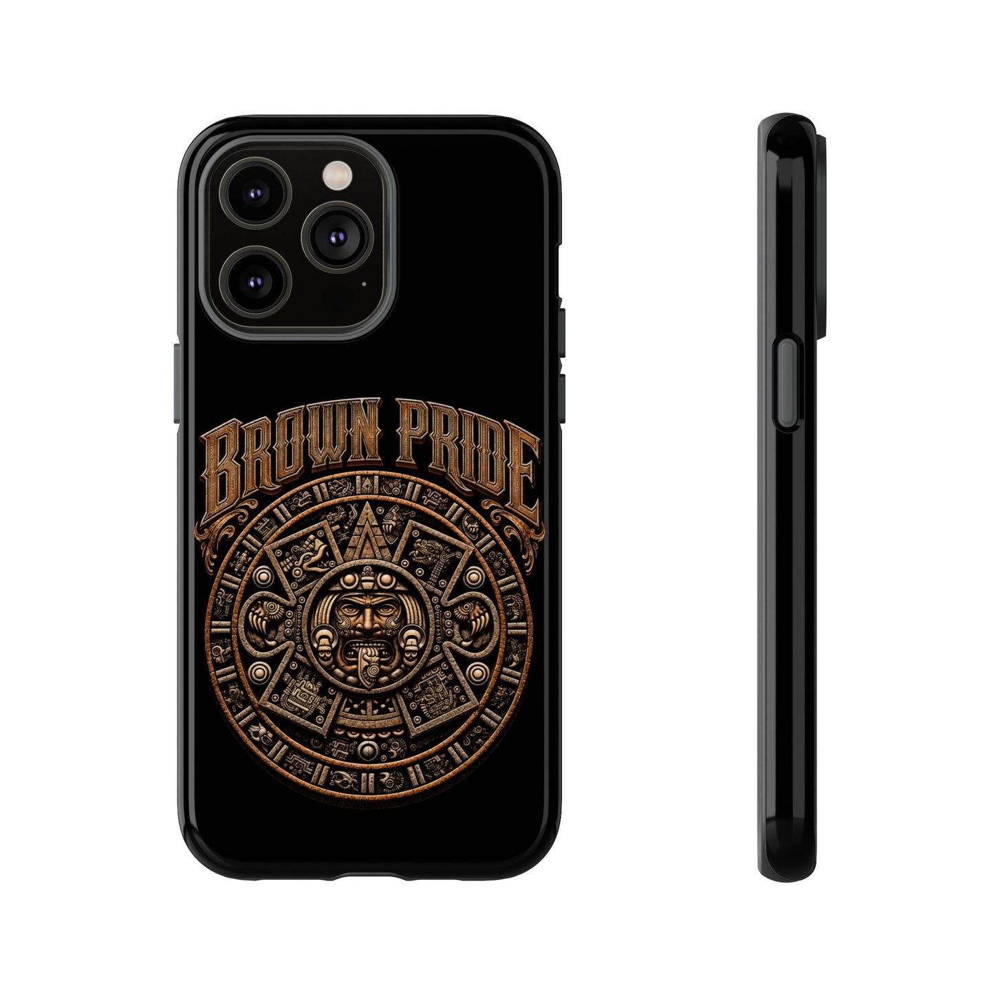 Brown Pride Aztec Calendar Illustration Phone Case | Protective Tough Case
