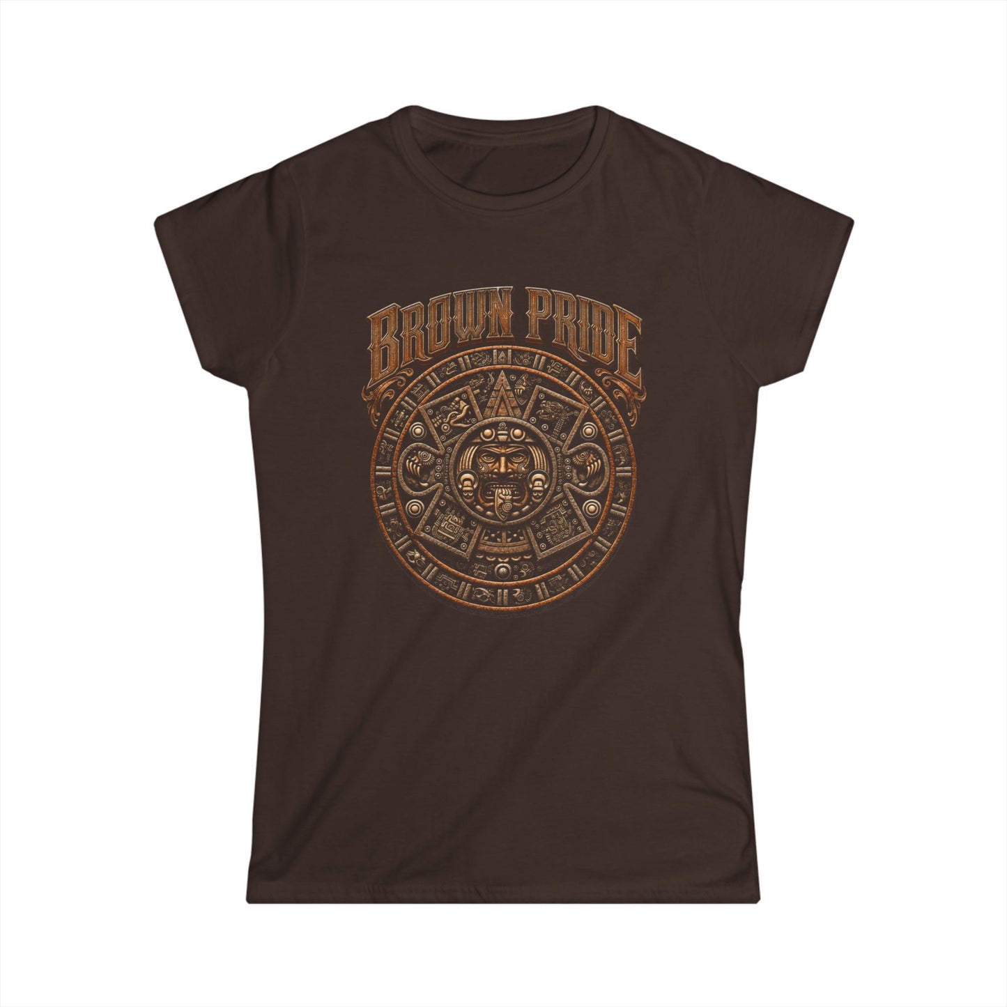 Brown Pride Aztec Calendar Tee | Indigenous Heritage Shirt