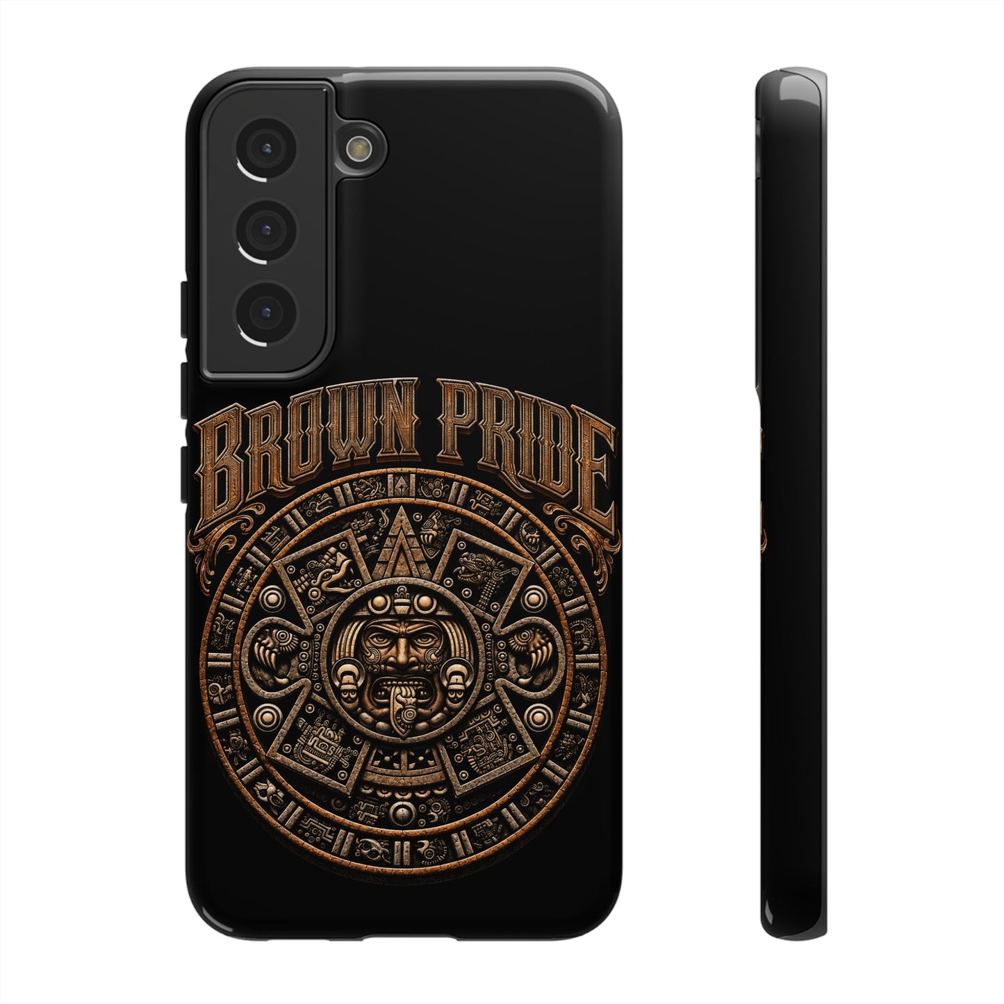 Brown Pride Aztec Calendar Illustration Phone Case | Protective Tough Case