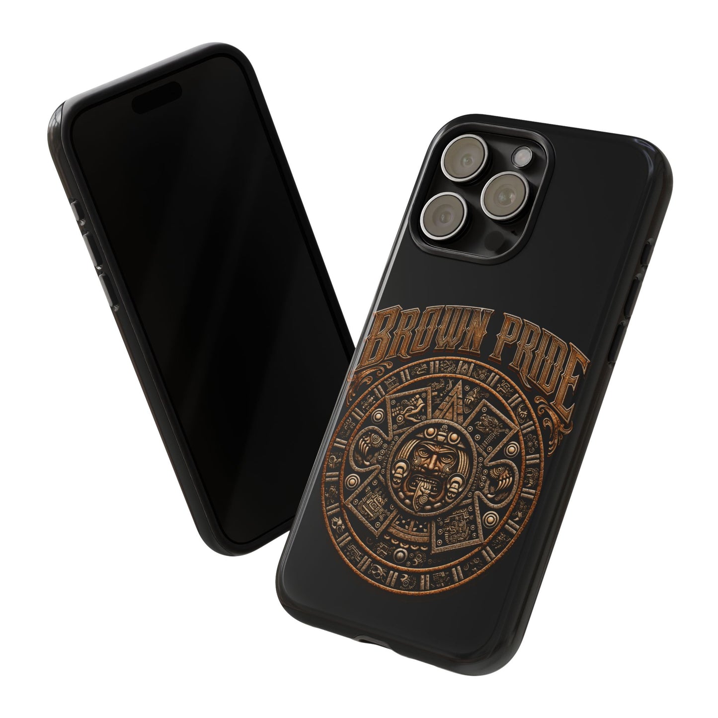 Brown Pride Aztec Calendar Illustration Phone Case | Protective Tough Case