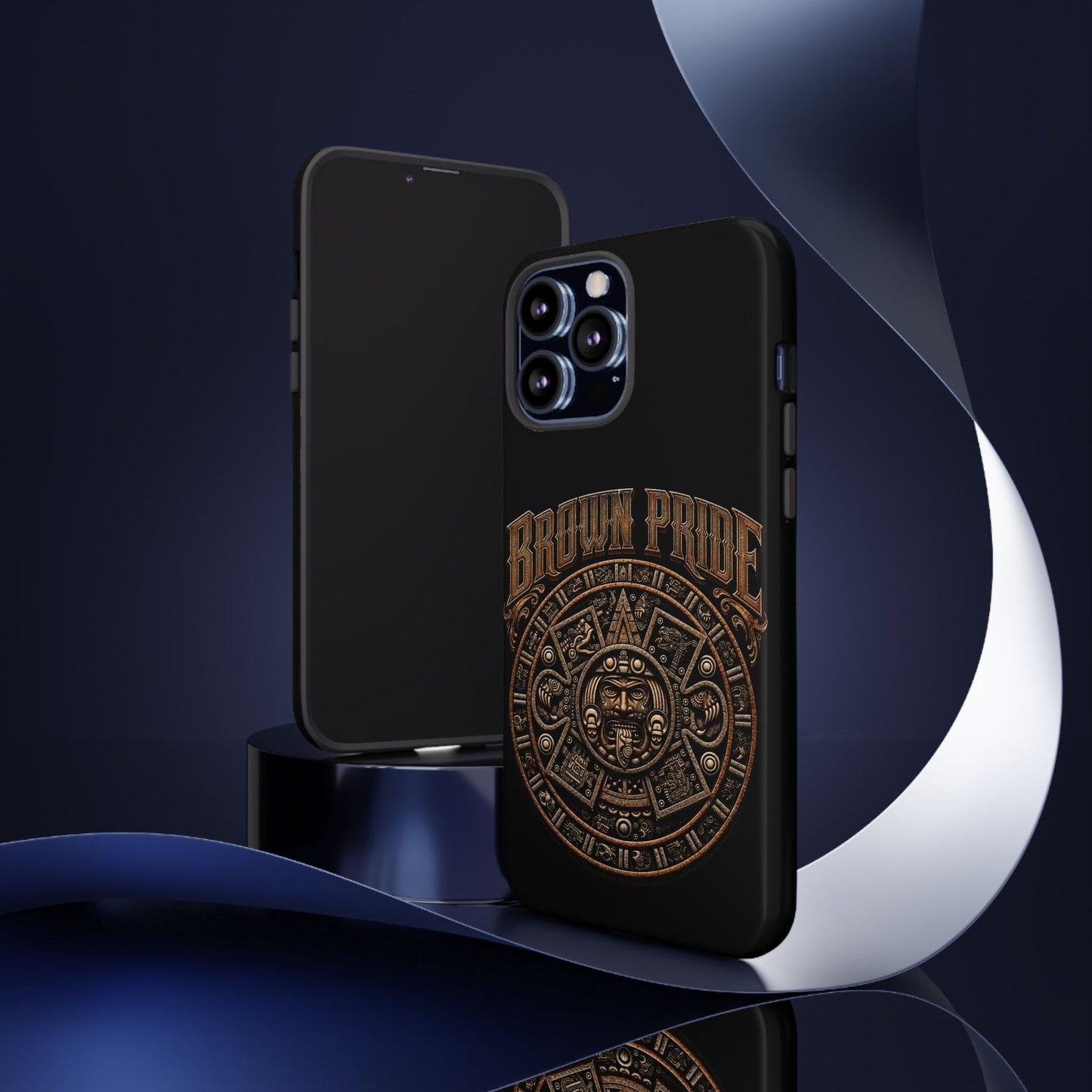 Brown Pride Aztec Calendar Illustration Phone Case | Protective Tough Case