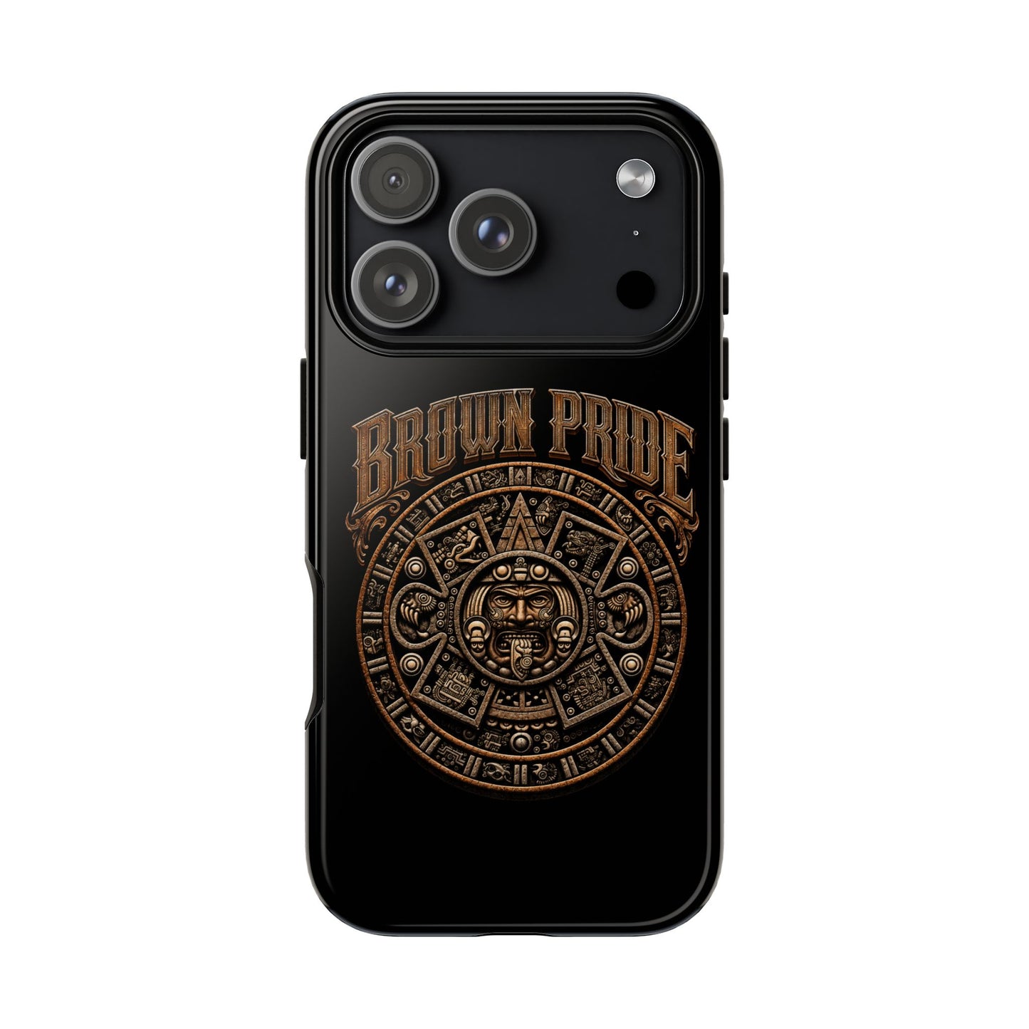 Brown Pride Aztec Calendar Illustration Phone Case | Protective Tough Case