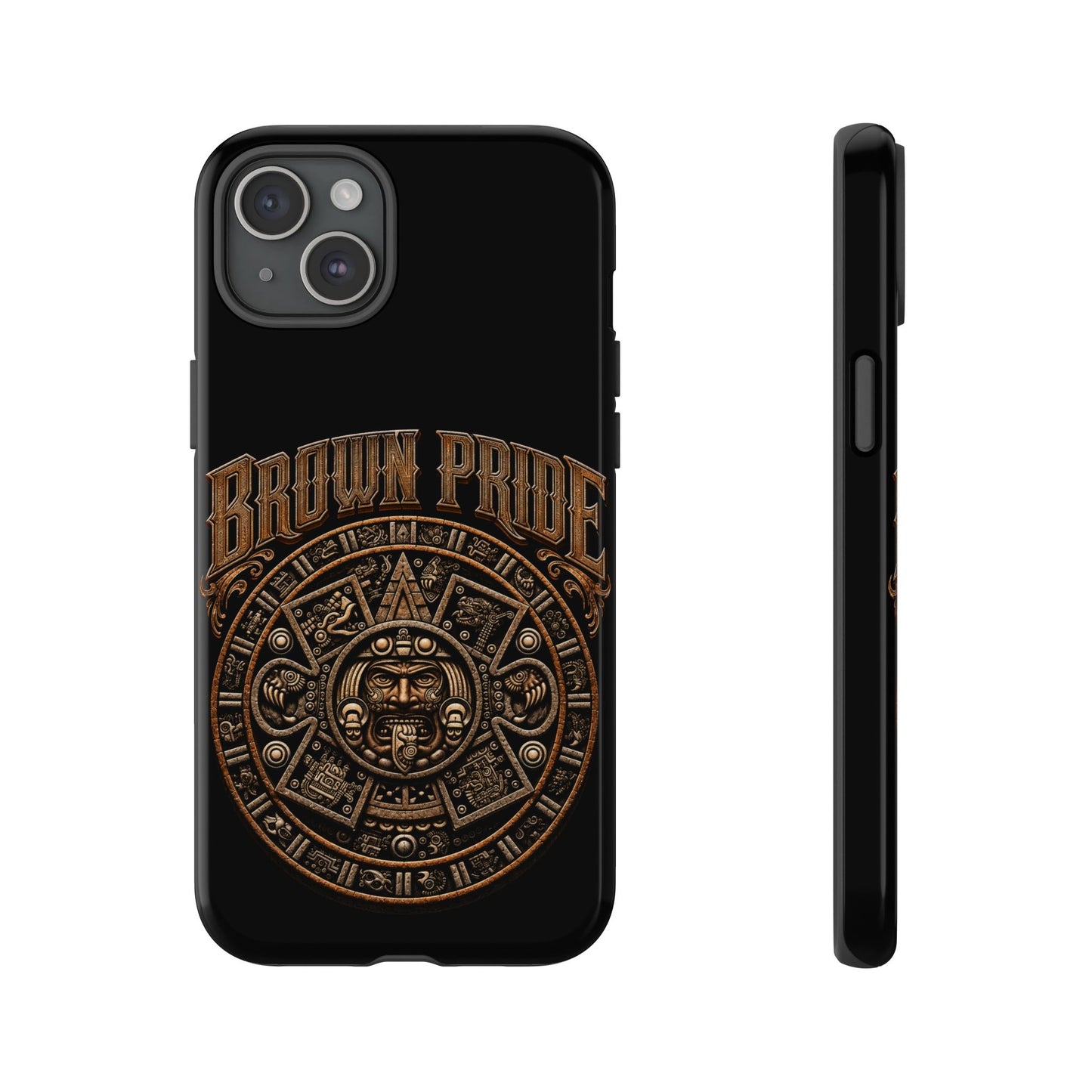 Brown Pride Aztec Calendar Illustration Phone Case | Protective Tough Case