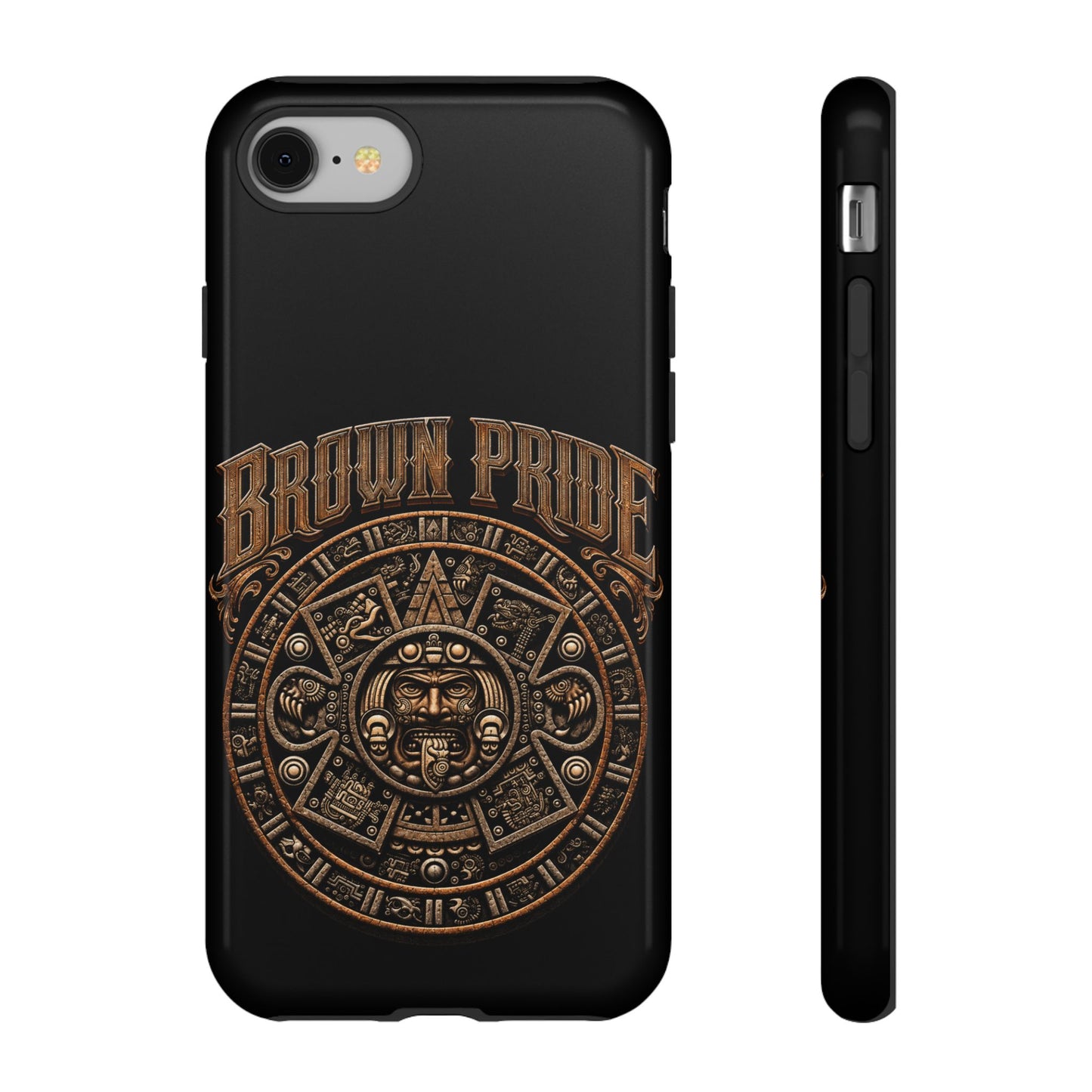 Brown Pride Aztec Calendar Illustration Phone Case | Protective Tough Case