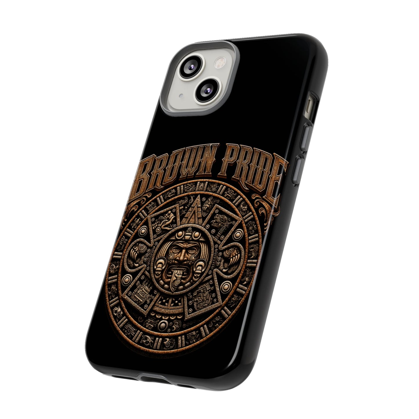 Brown Pride Aztec Calendar Illustration Phone Case | Protective Tough Case