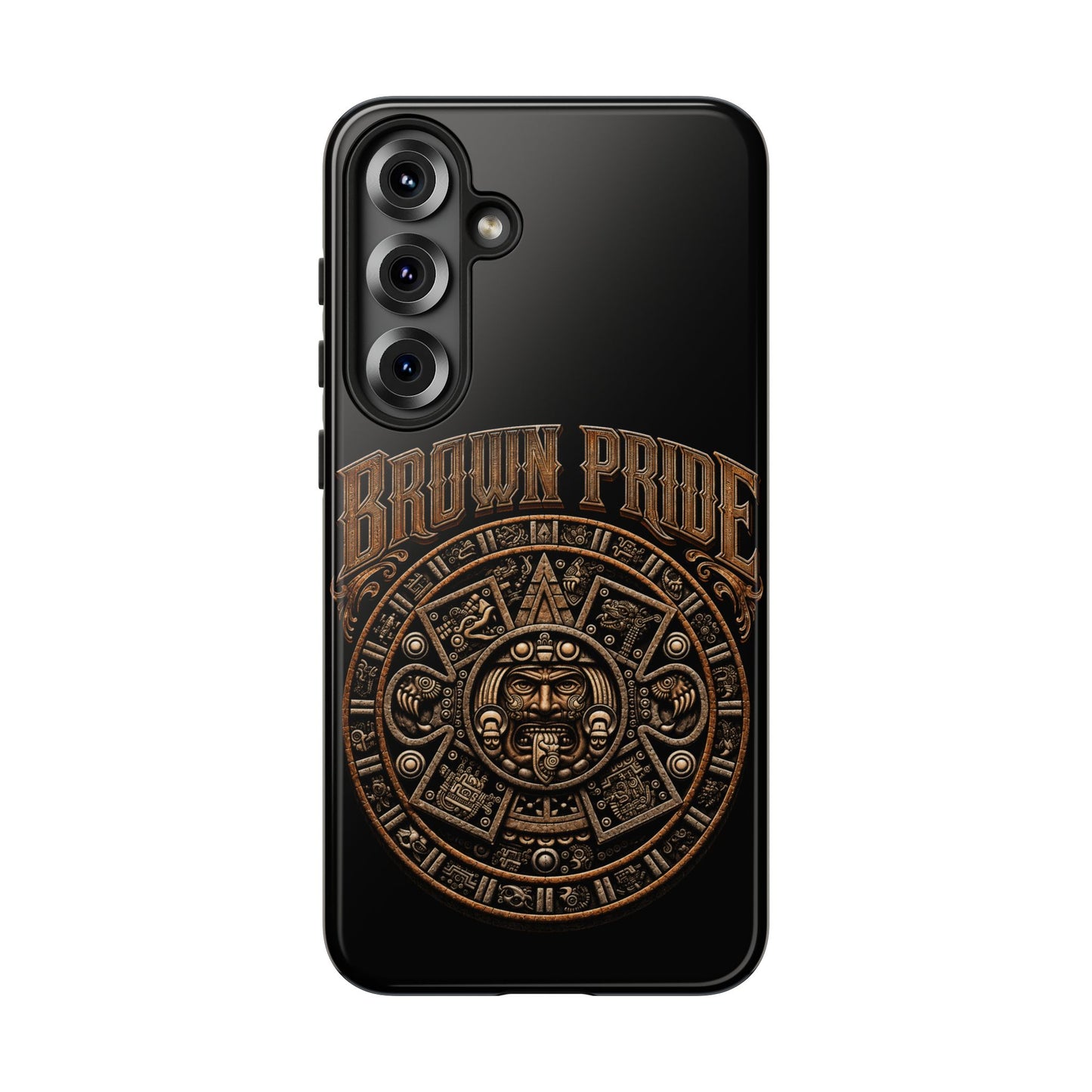 Brown Pride Aztec Calendar Illustration Phone Case | Protective Tough Case