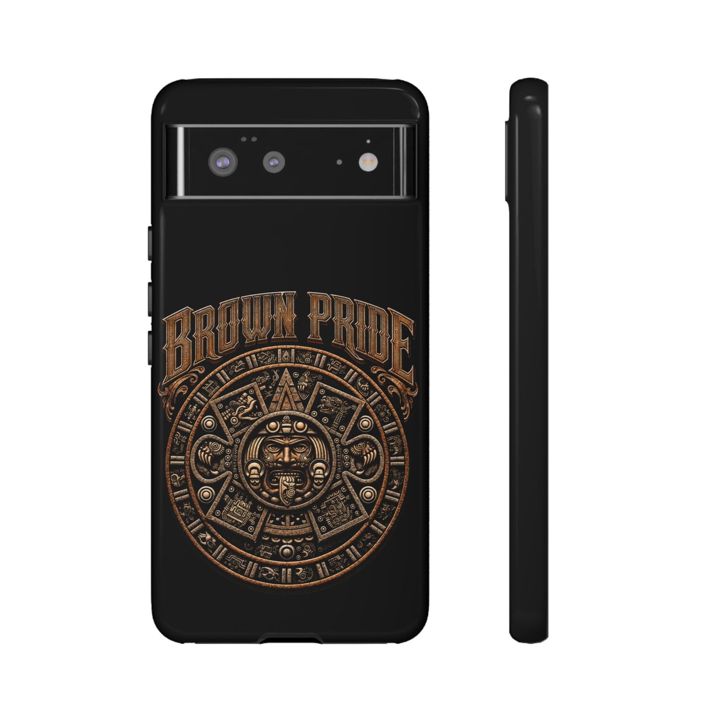 Brown Pride Aztec Calendar Illustration Phone Case | Protective Tough Case