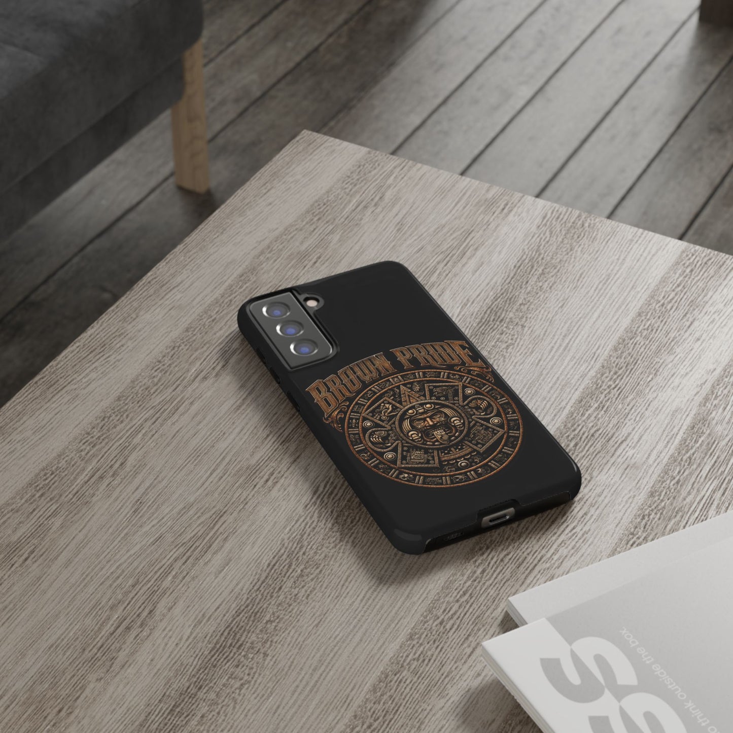 Brown Pride Aztec Calendar Illustration Phone Case | Protective Tough Case