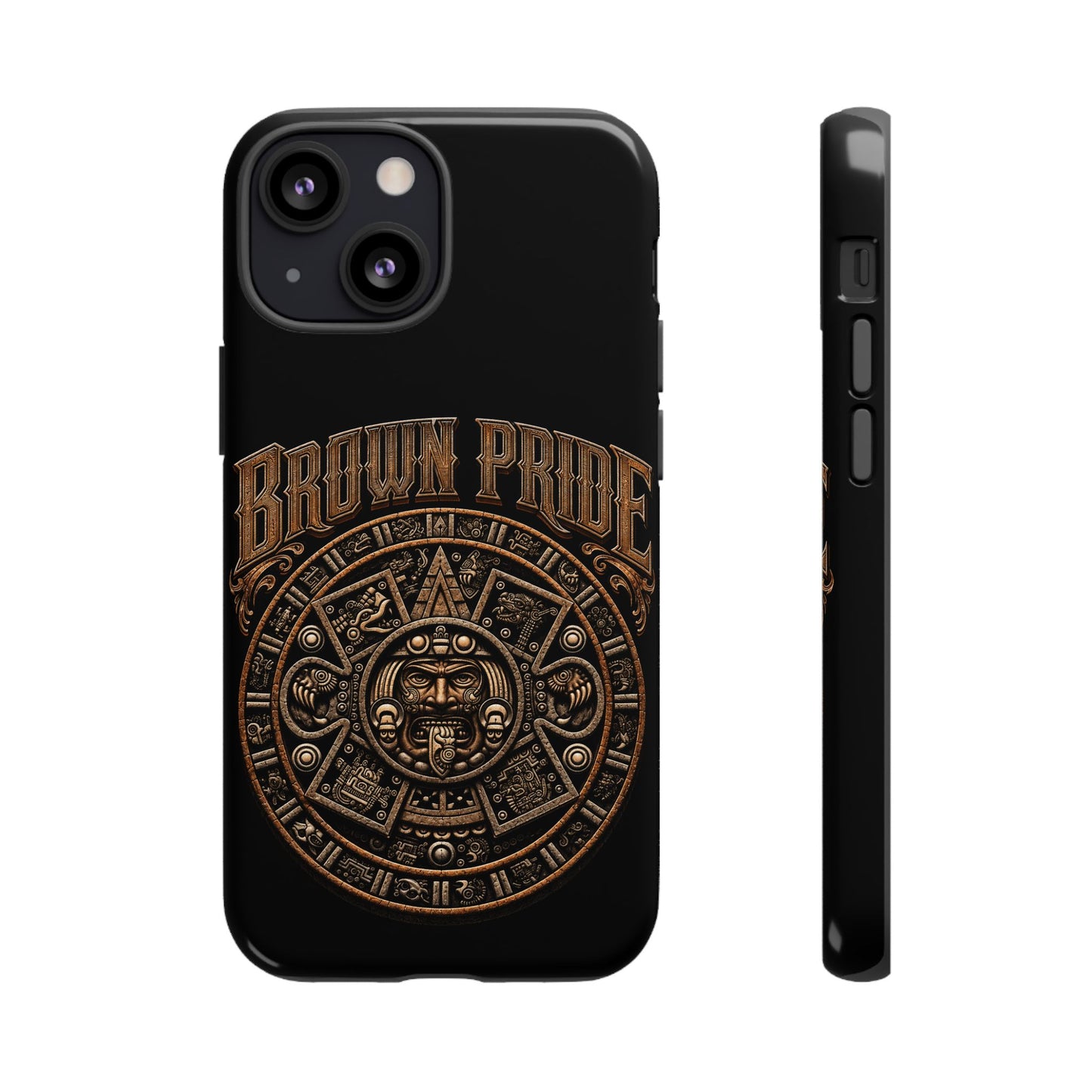 Brown Pride Aztec Calendar Illustration Phone Case | Protective Tough Case