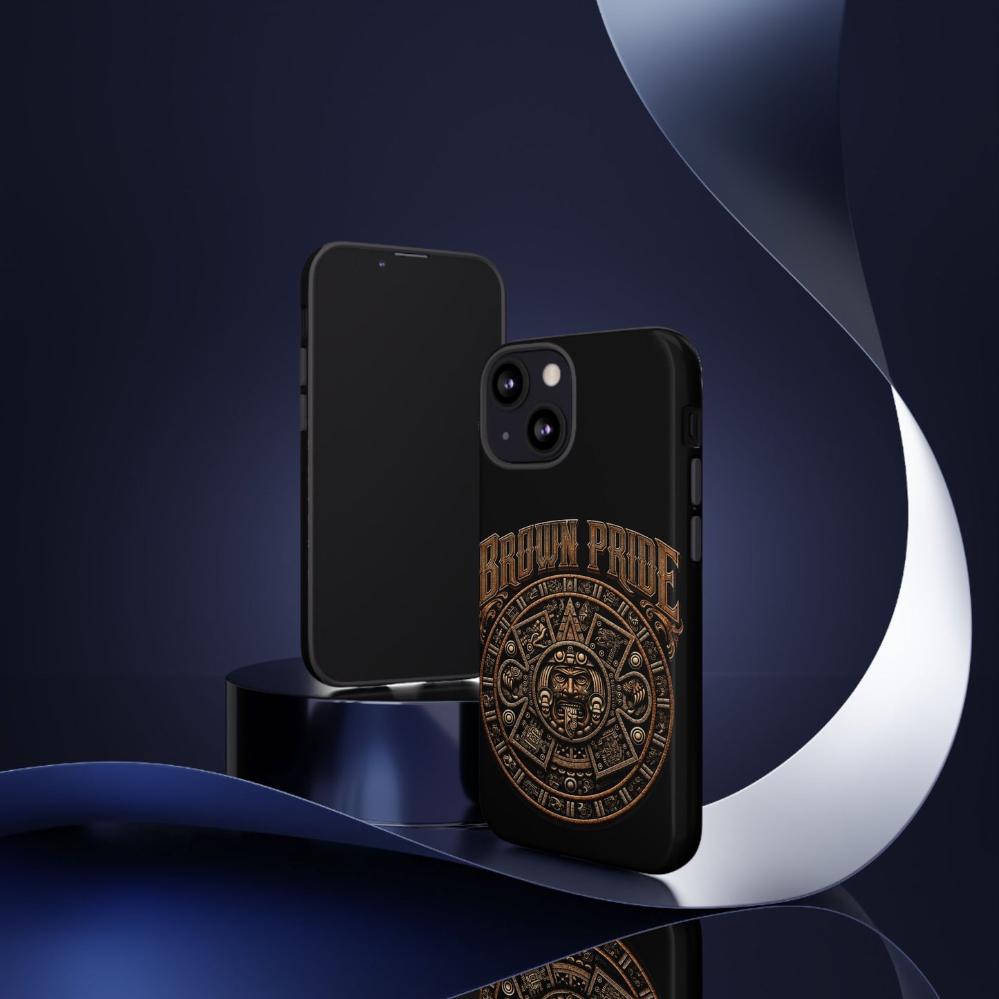 Brown Pride Aztec Calendar Illustration Phone Case | Protective Tough Case