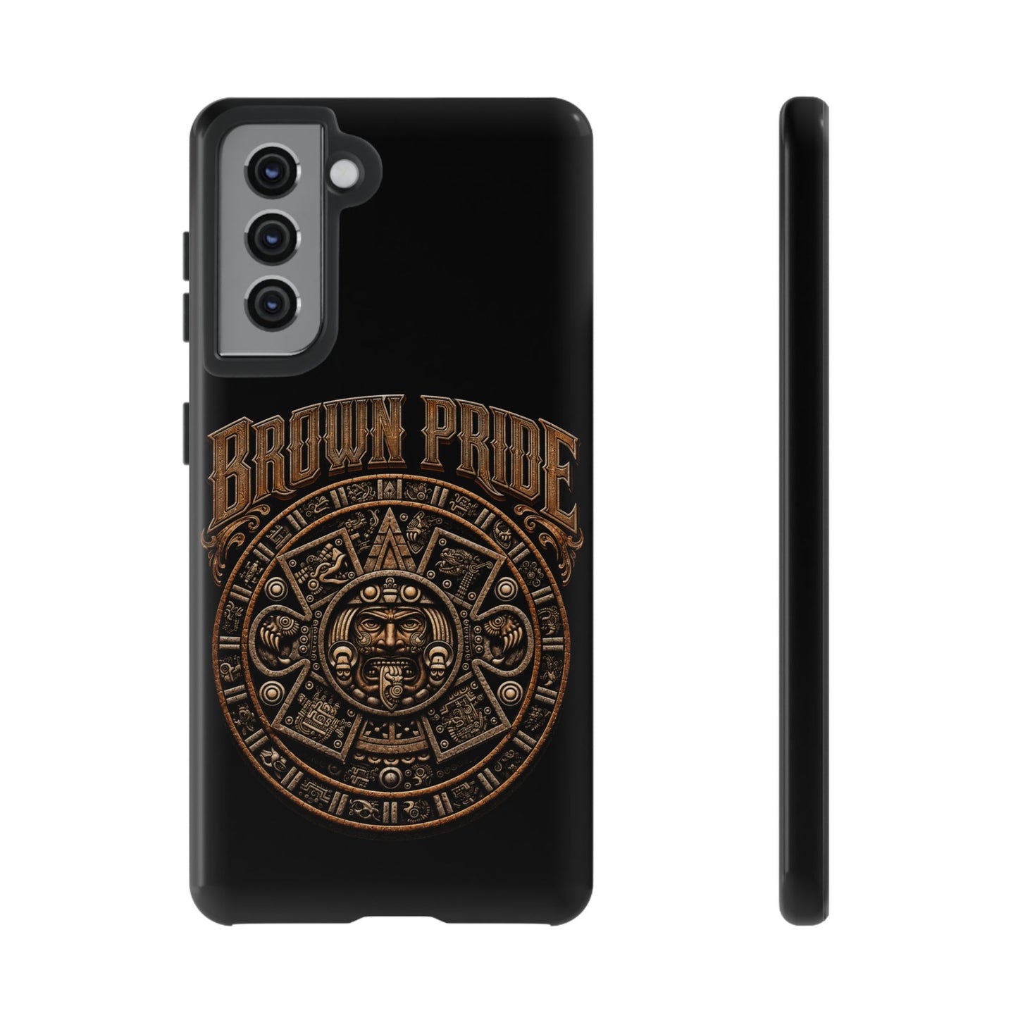 Brown Pride Aztec Calendar Illustration Phone Case | Protective Tough Case