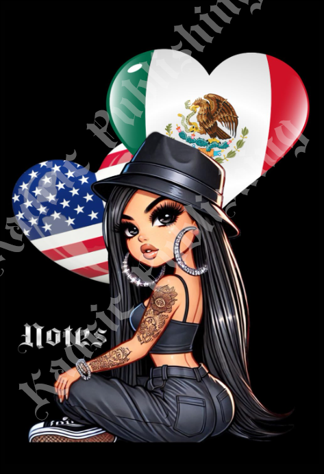 Chicana US/Mexico Flag Notebook: 200 Lined pages Paperback