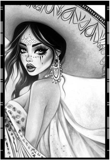 Paperback journal featuring Chicano Mexican Latina art with a sombrero design and 200 lined pages by Kadric Publishing.